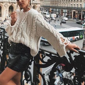 Zara | Sweaters | Zara Ecru Cable Knit 